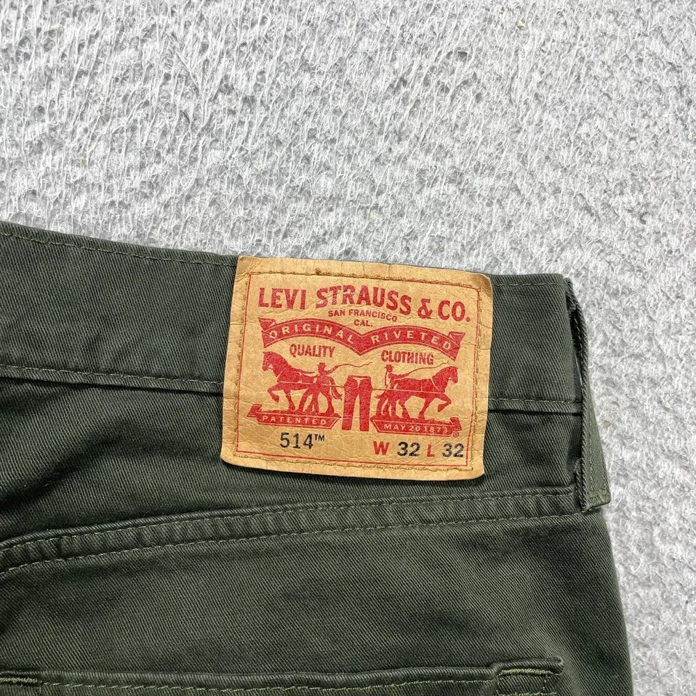 Levis 514 Jeans Mens 32x32 Green Dark Wash Straight Regular Fit Denim Pants